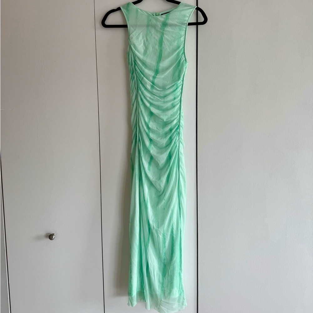 Zara Mint Green Ruched Maxi Dress